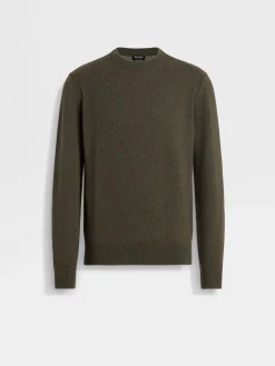 Army Green Multimélange Oasi Cashmere Crewneck