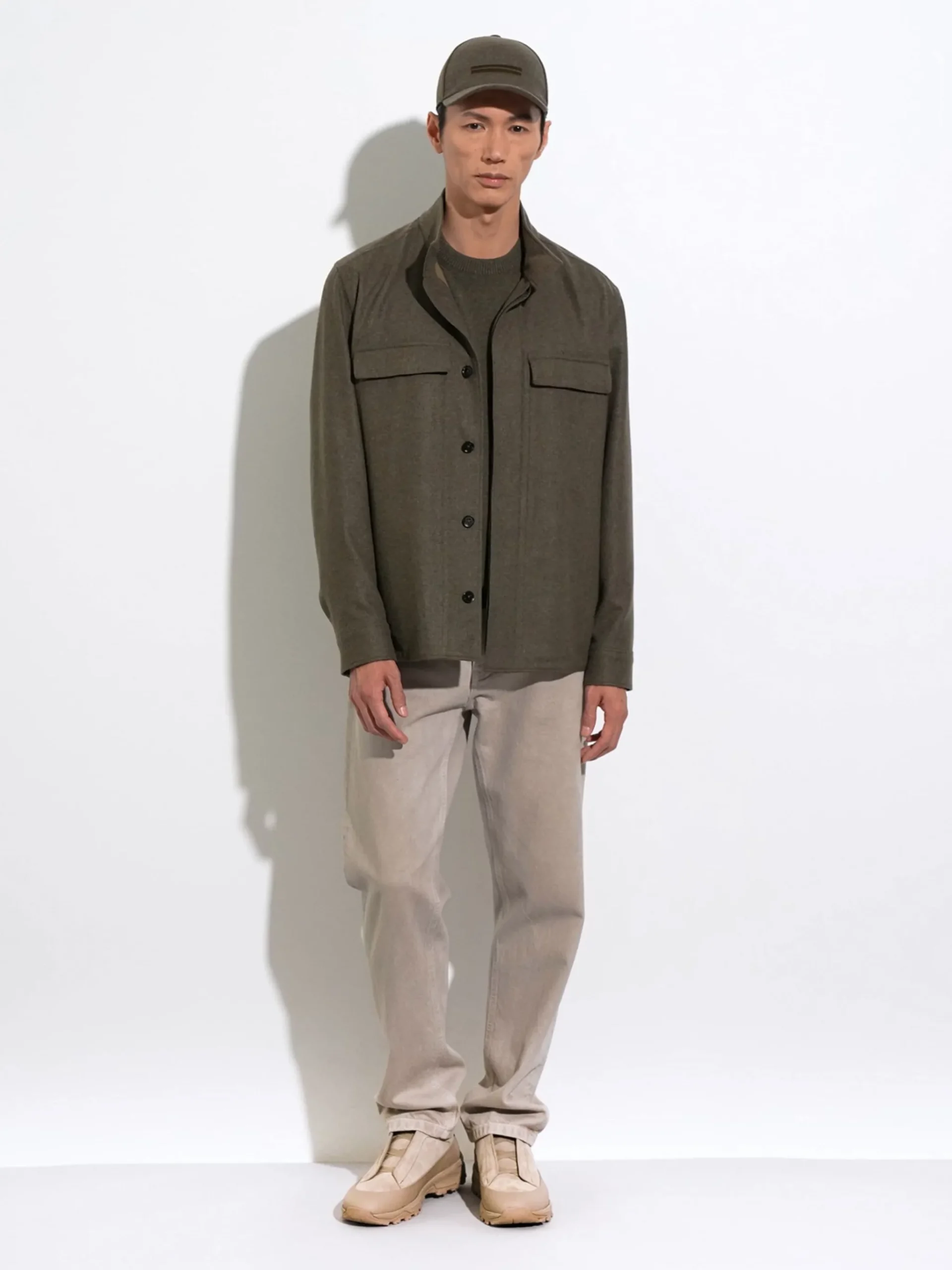 Army Green Multimélange Oasi Cashmere Baseball Cap