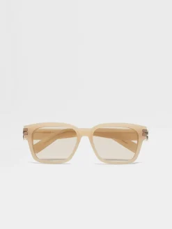 Beige Acetate Sunglasses