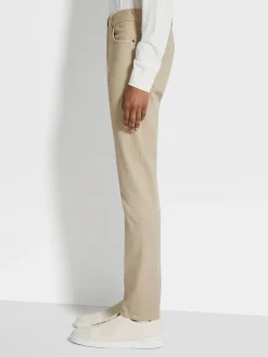 Beige Stretch Cotton Roccia Jeans