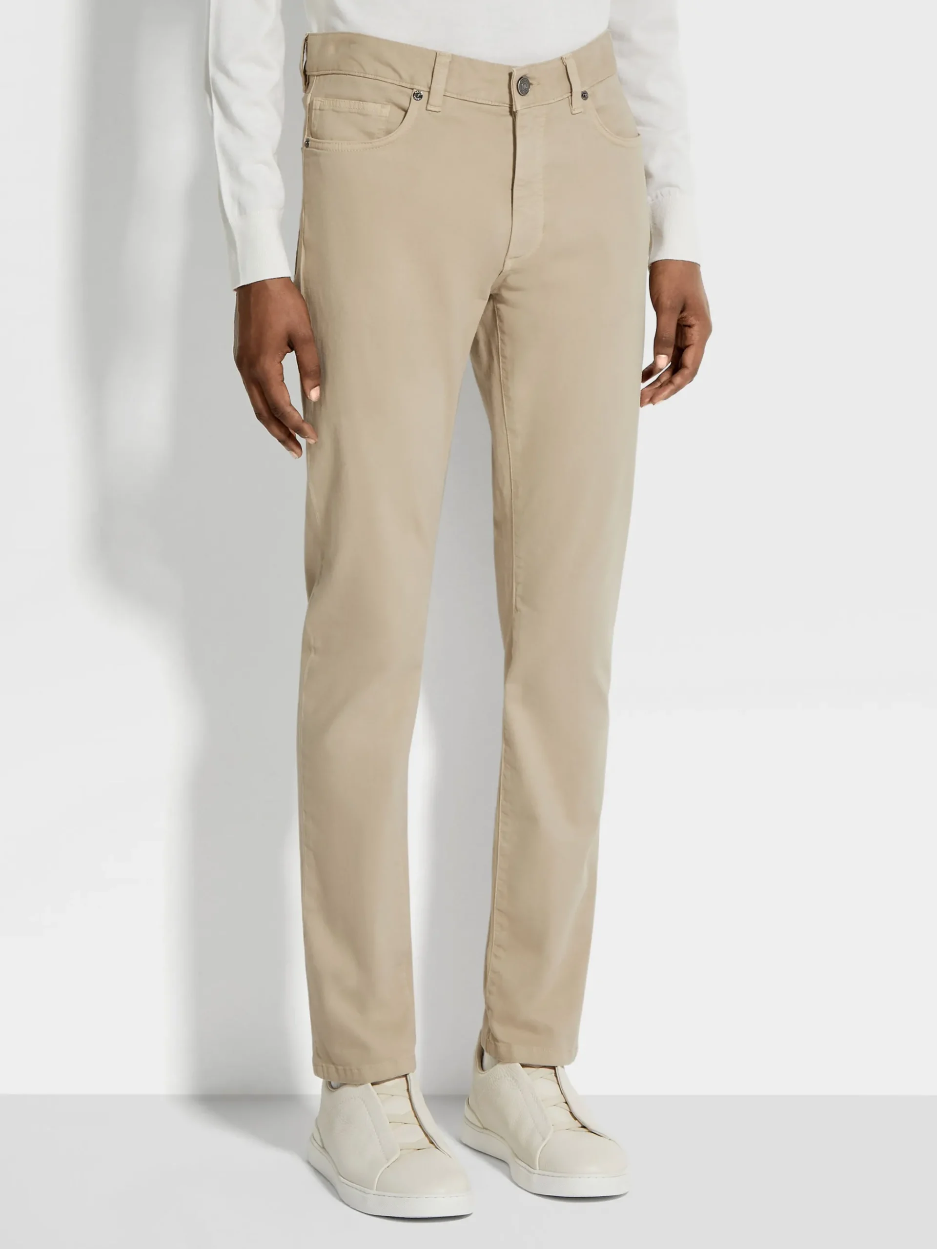 Beige Stretch Cotton Roccia Jeans