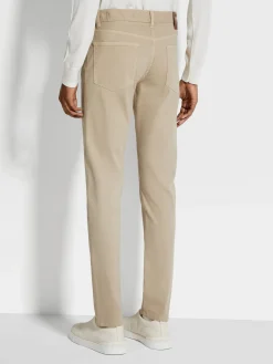 Beige Stretch Cotton Roccia Jeans