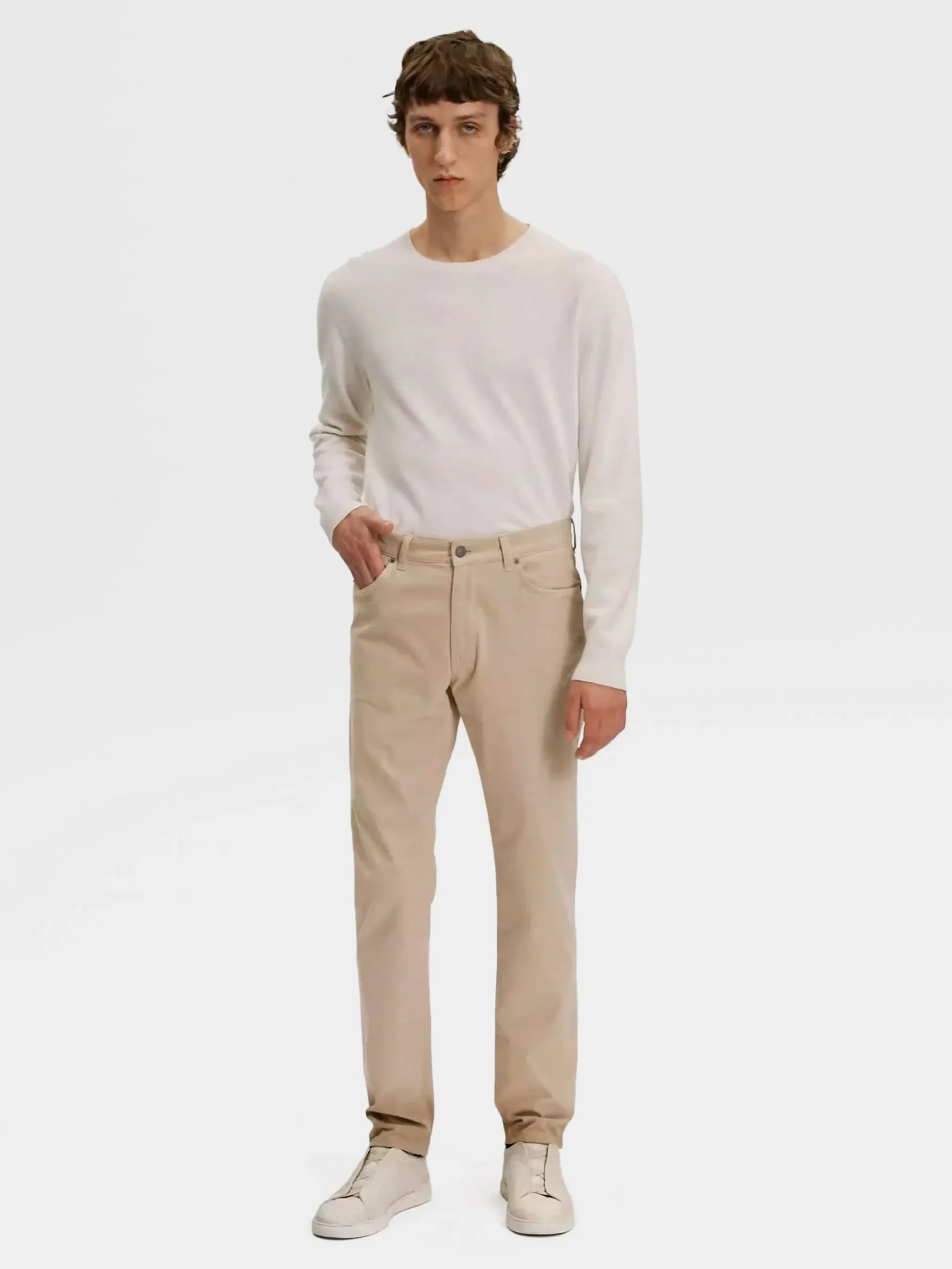 Beige Stretch Cotton Roccia Jeans