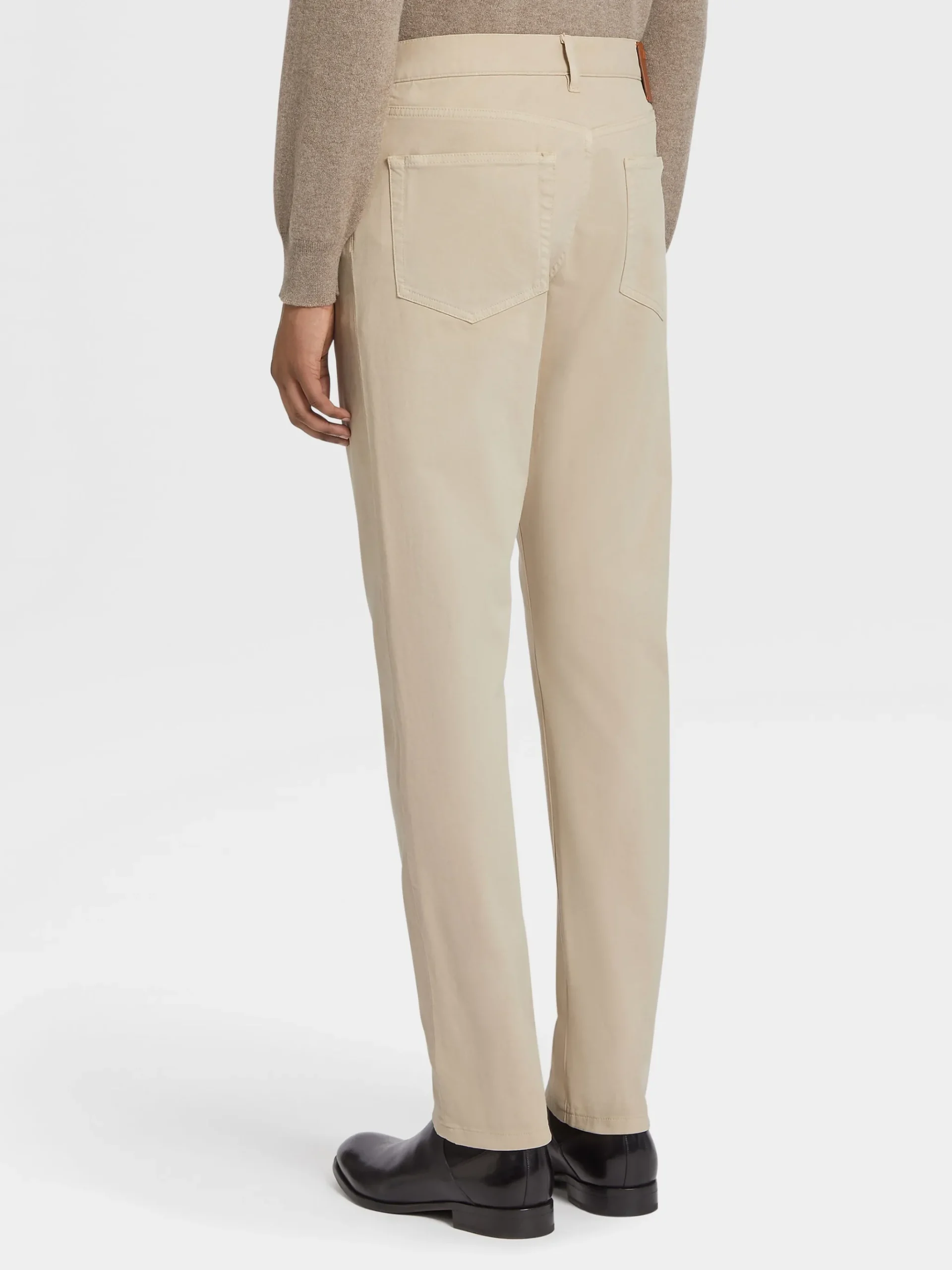 Beige Stretch Cotton Roccia Jeans