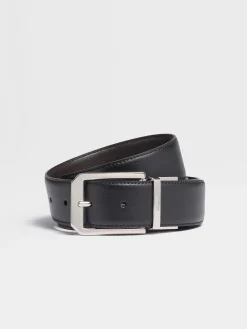 Black and Dark Brown Reversible Leather Belt