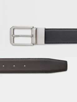 Black and Dark Brown Reversible Leather Belt