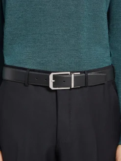 Black and Dark Brown Reversible Leather Belt