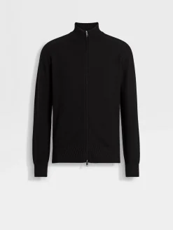 Black Cashseta Full Zip Cardigan