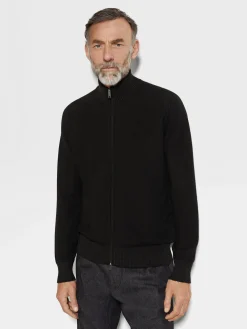 Black Cashseta Full Zip Cardigan