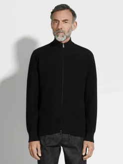 Black Cashseta Full Zip Cardigan