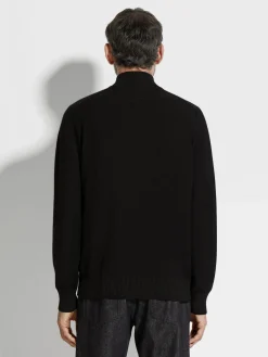 Black Cashseta Full Zip Cardigan