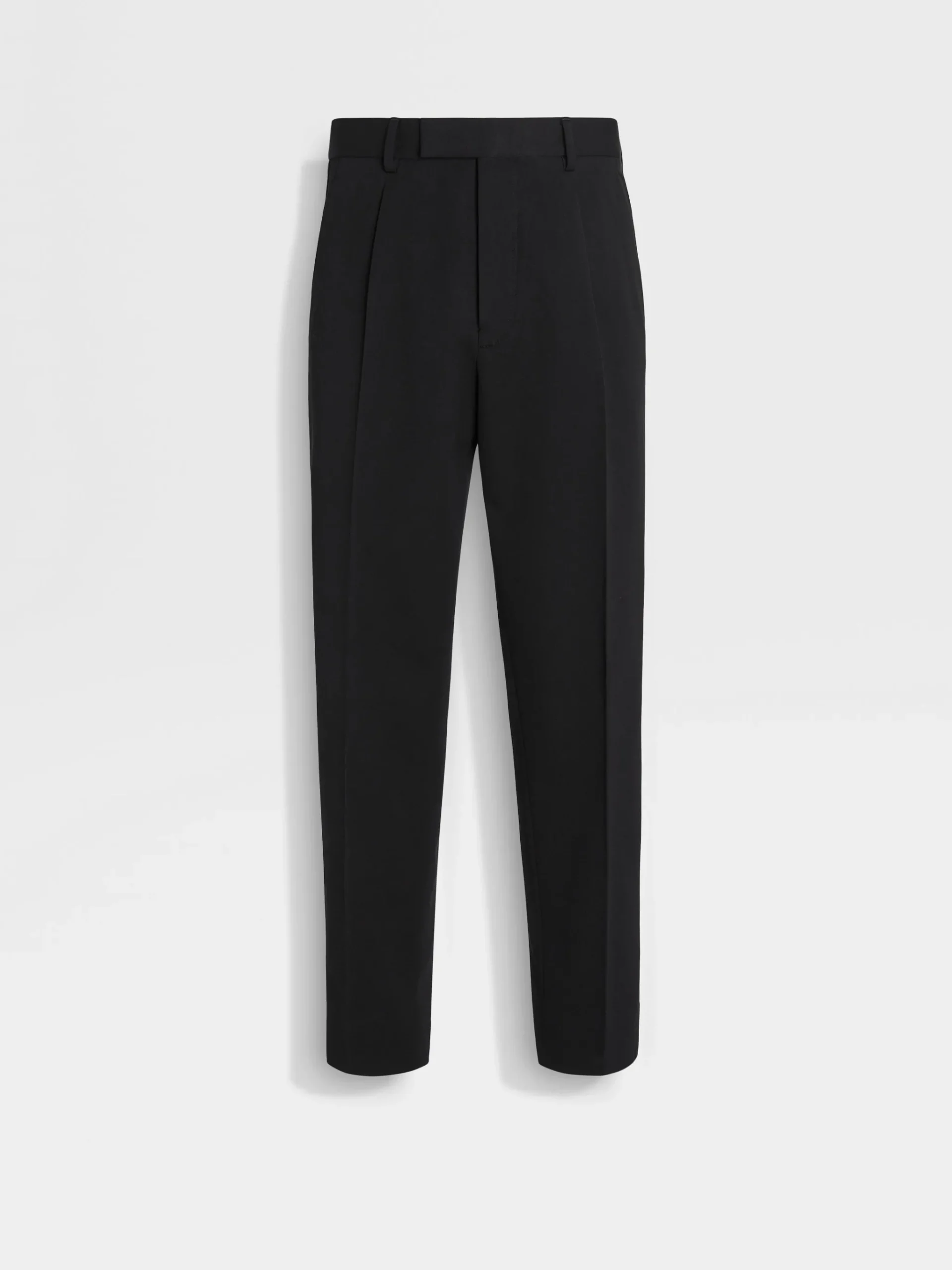 Black Cotton and Wool Pants
