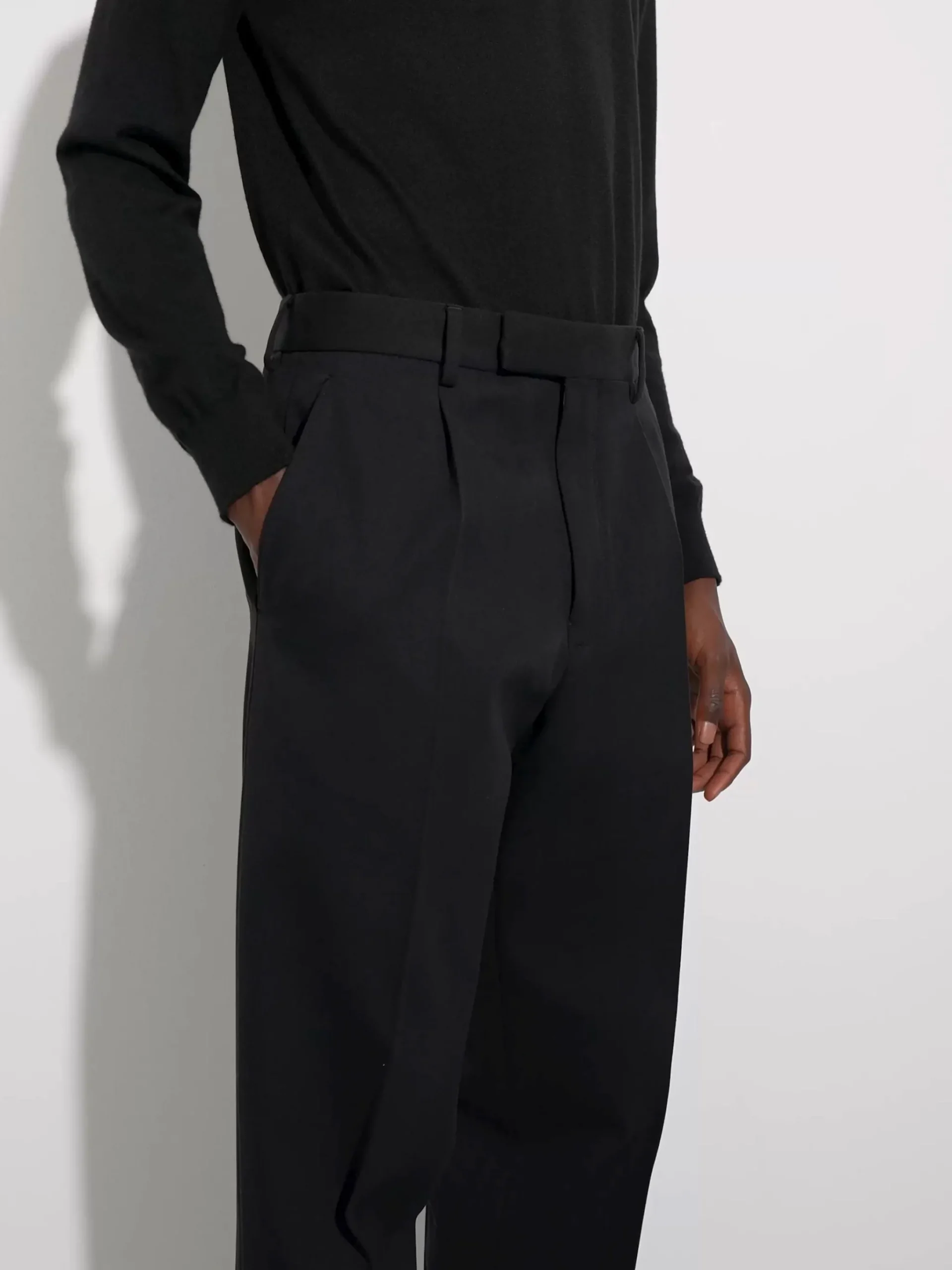 Black Cotton and Wool Pants