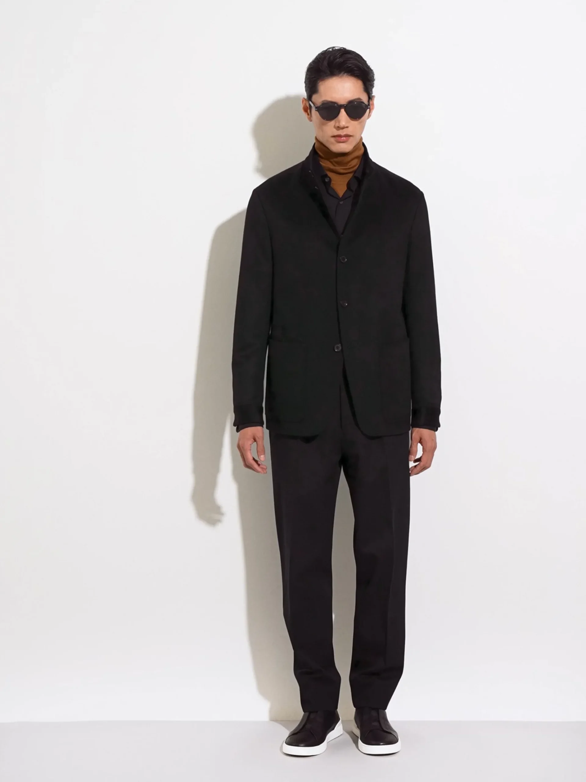 Black Cotton and Wool Pants