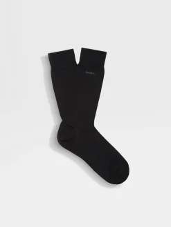 Black Cotton Blend Socks