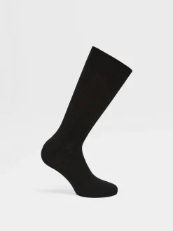 Black Cotton Cashmere and Silk Socks
