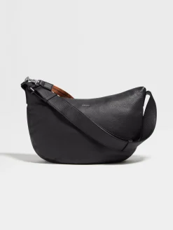 Black Deerskin Hobo Panorama Mini Bag