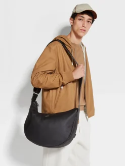 Black Deerskin Hobo Panorama Mini Bag