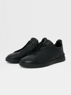Black Deerskin Triple Stitch™ Sneakers