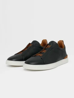 Black Deerskin Triple Stitch™ Sneakers
