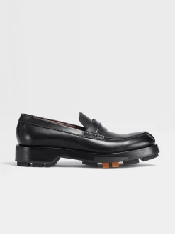 Black Hand-Buffed Leather Udine Loafers