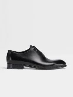 Black Hand-Buffed Leather Vienna Evening Wholecut Oxford