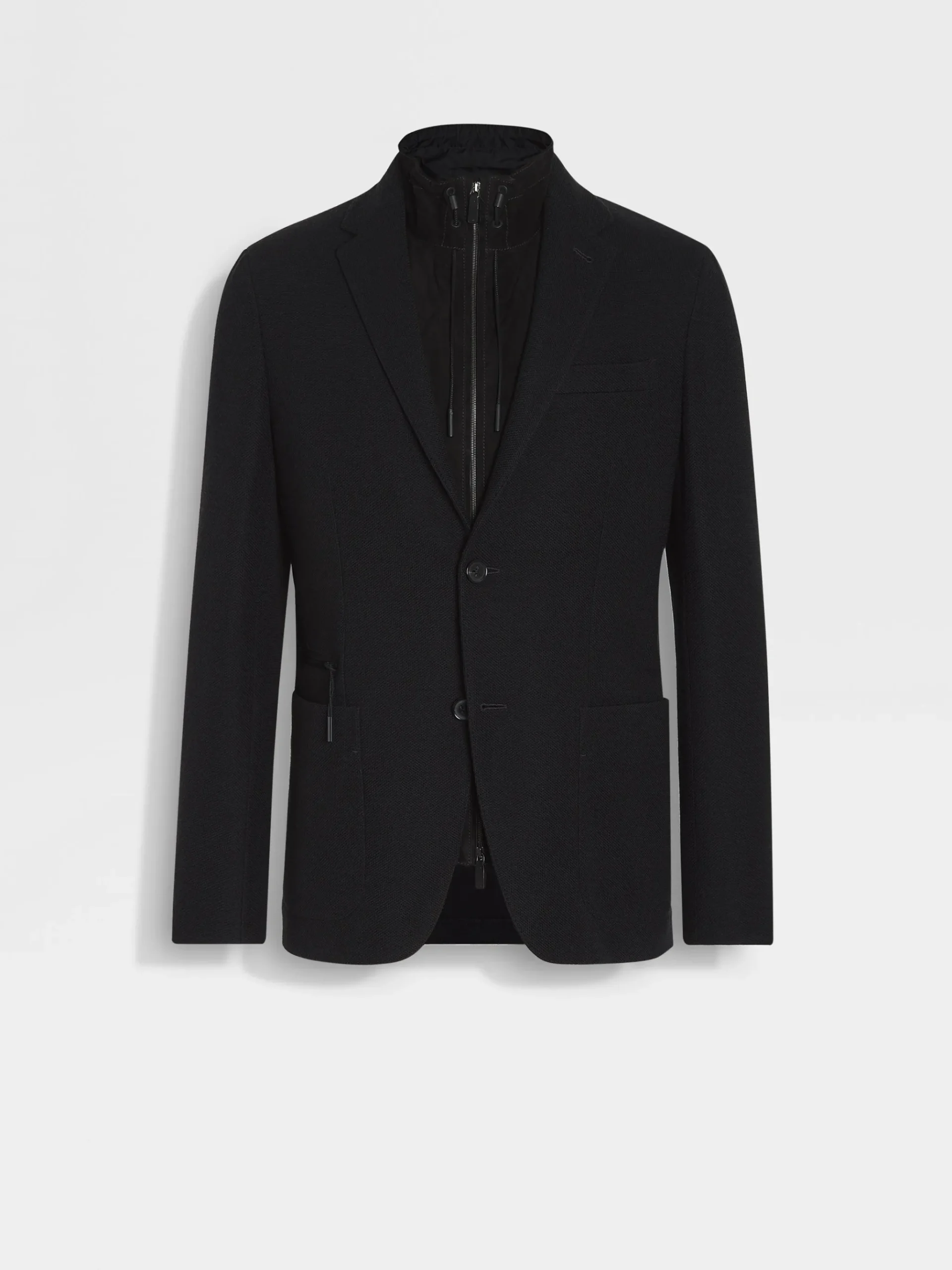 Black High Performance™ Jersey Wool Blend Sweater Jacket