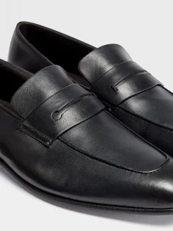 Black Leather L'Asola Loafers
