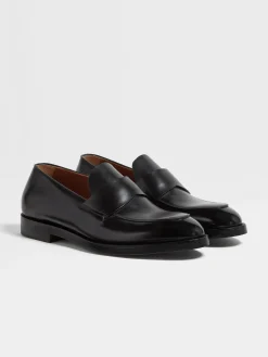 Black Leather Torino Loafers