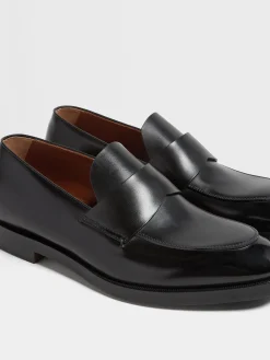 Black Leather Torino Loafers