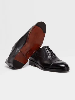 Black Leather Torino Oxford Shoes