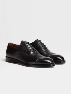 Black Leather Torino Oxford Shoes