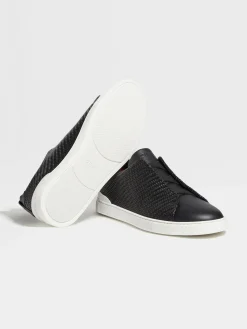 Black PELLETESSUTA™ Leather Triple Stitch™ Sneakers