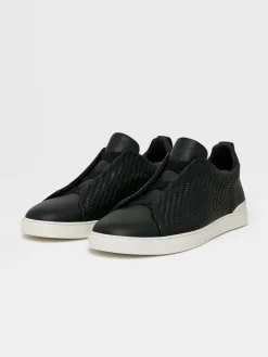 Black PELLETESSUTA™ Leather Triple Stitch™ Sneakers
