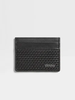 Black PELLETESSUTA™ Leather Card Case