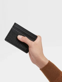 Black PELLETESSUTA™ Leather Card Case