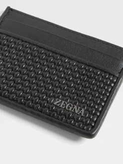 Black PELLETESSUTA™ Leather Card Case