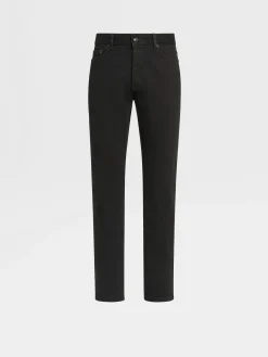 Black Rinse-washed Cotton Roccia Jeans