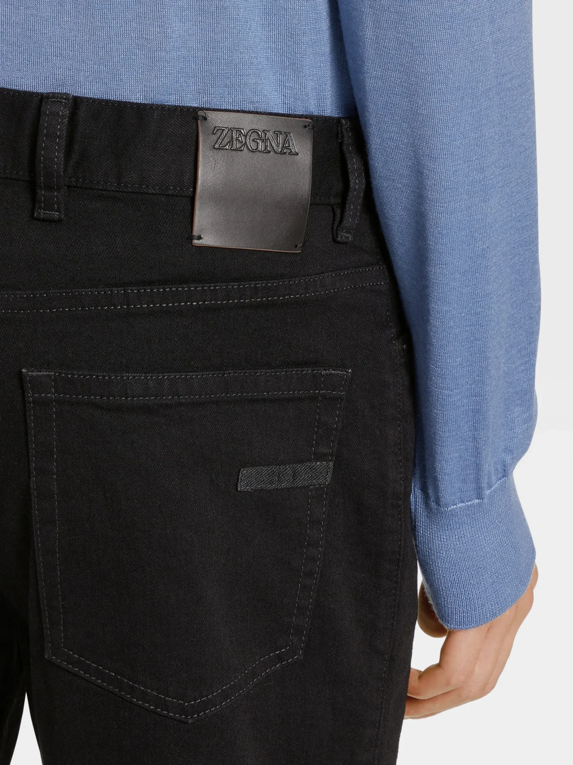 Black Rinse-washed Cotton Roccia Jeans