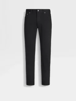 Black Rinse-washed Stretch Cotton Roccia Jeans