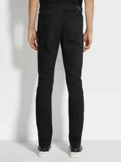 Black Rinse-washed Stretch Cotton Roccia Jeans