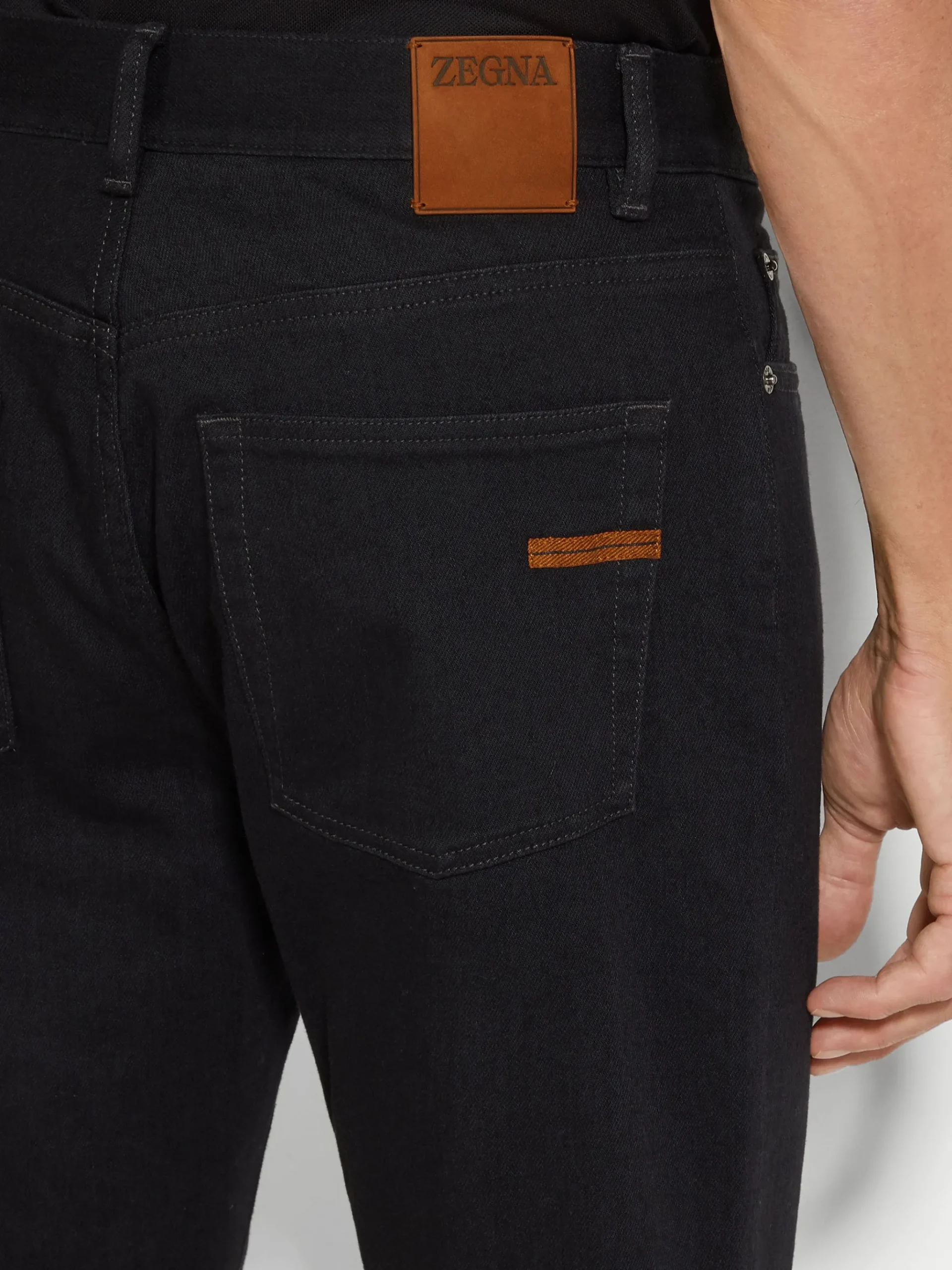 Black Rinse-washed Stretch Cotton Roccia Jeans