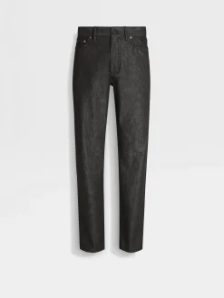 Black Stretch Cotton and Cashmere Roccia Jeans