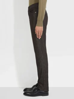 Black Stretch Cotton and Cashmere Roccia Jeans