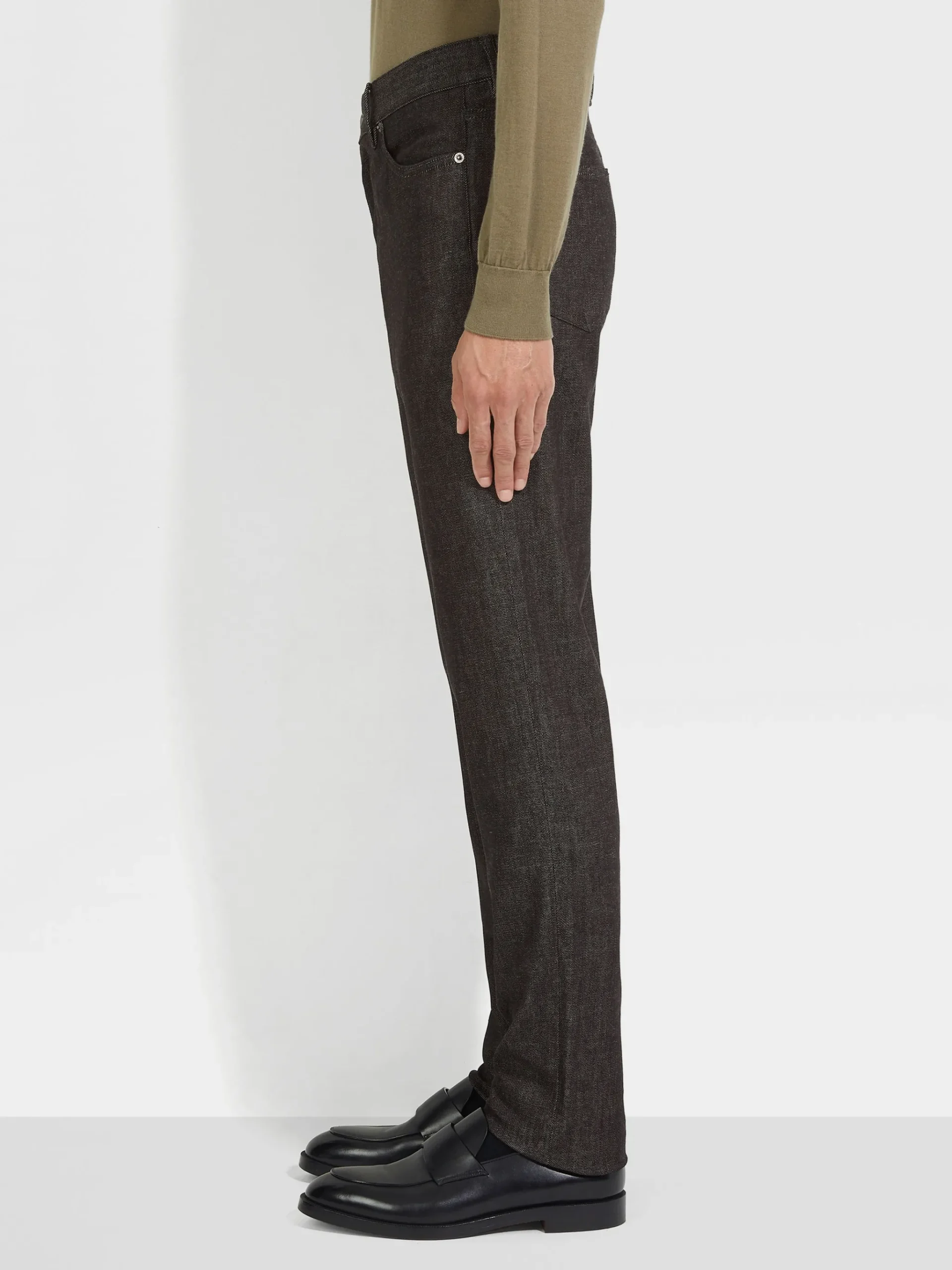 Black Stretch Cotton and Cashmere Roccia Jeans