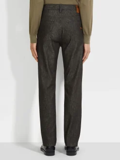 Black Stretch Cotton and Cashmere Roccia Jeans