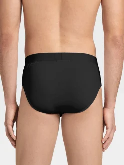 Black Stretch Cotton Midi Brief