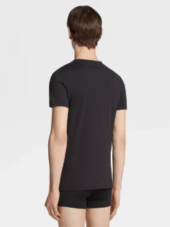 Black Stretch Cotton T-shirt