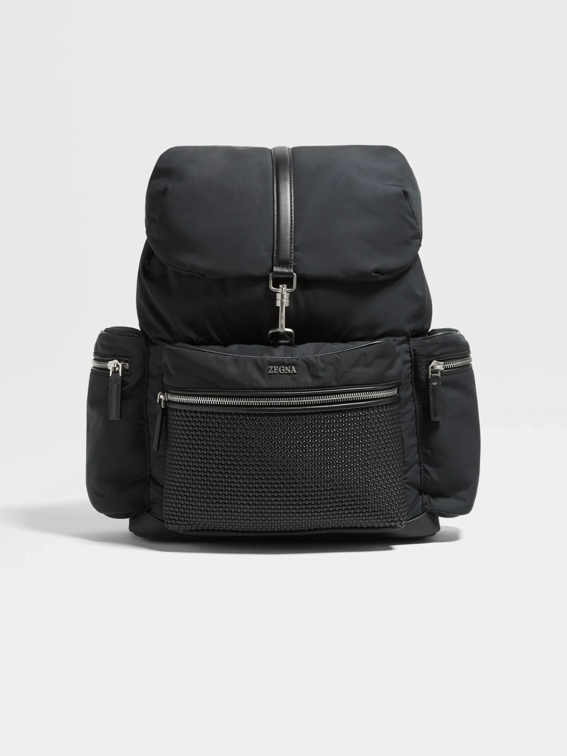 Black Technical Fabric and PELLETESSUTA™ Leather Backpack