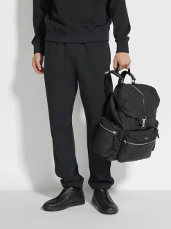 Black Technical Fabric and PELLETESSUTA™ Leather Backpack
